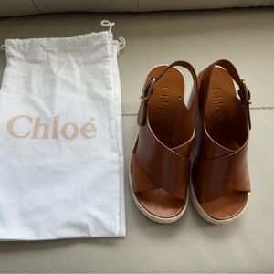 Chloe Tan Leather Espadrille Sandals - 35